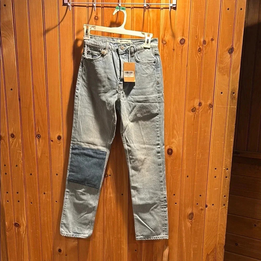 New NWT REFORMATION Cynthia high rise patchwork jeans size 24